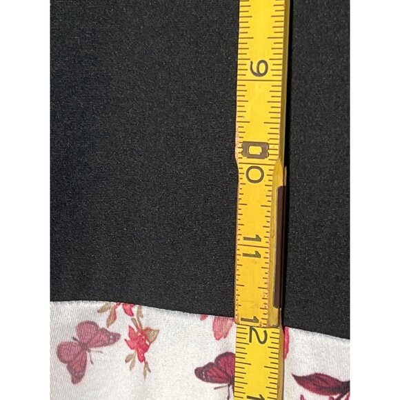 Sleeveless Black & Floral Butterfly Print Stretch Summer Lightweight Dress Large - Picture 10 of 12